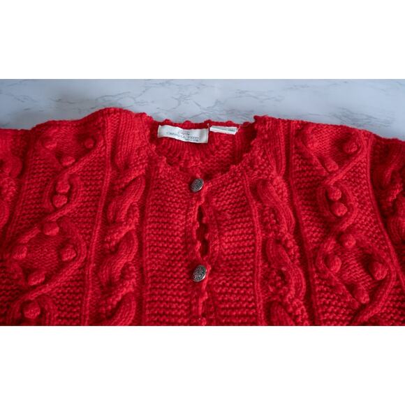 VTG Carroll Reed Women Wool Bobble Cable Chunky Knit Cardigan Sweater M Cottage - Picture 9 of 16
